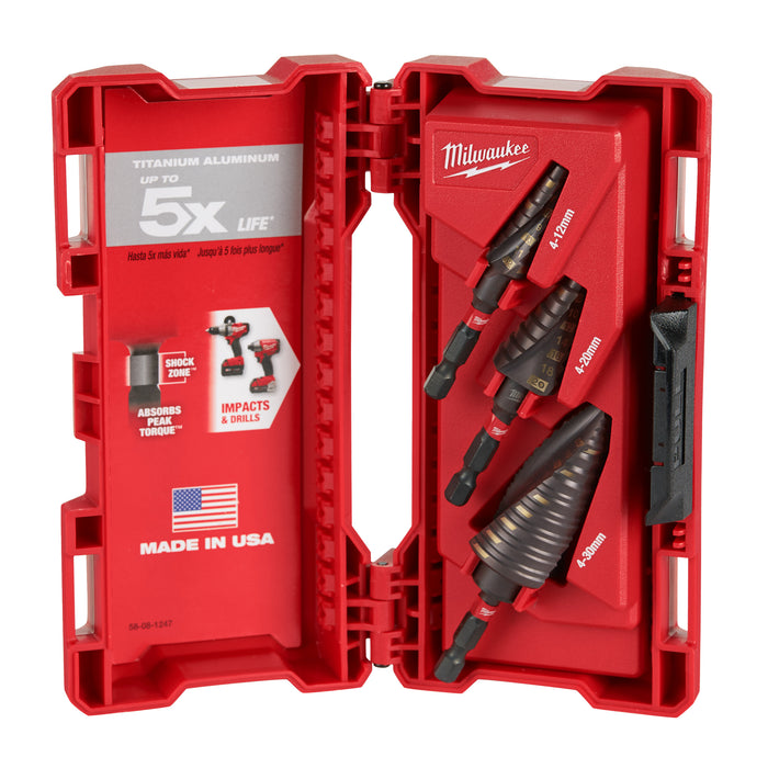 Milwaukee Zestaw wierteł stopniowych udarowych Shockwave - 3 szt.