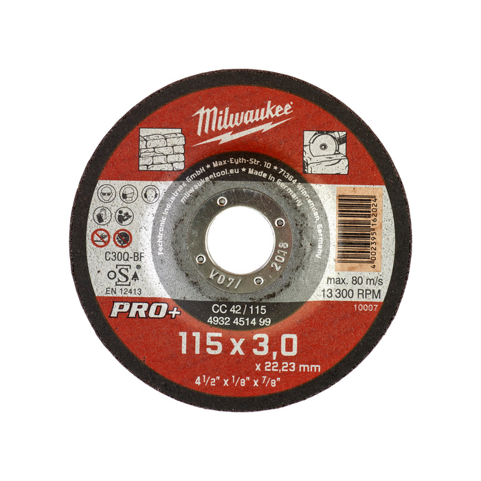 Milwaukee Tarcza do kamienia wypukła 115X3 mm PRO+