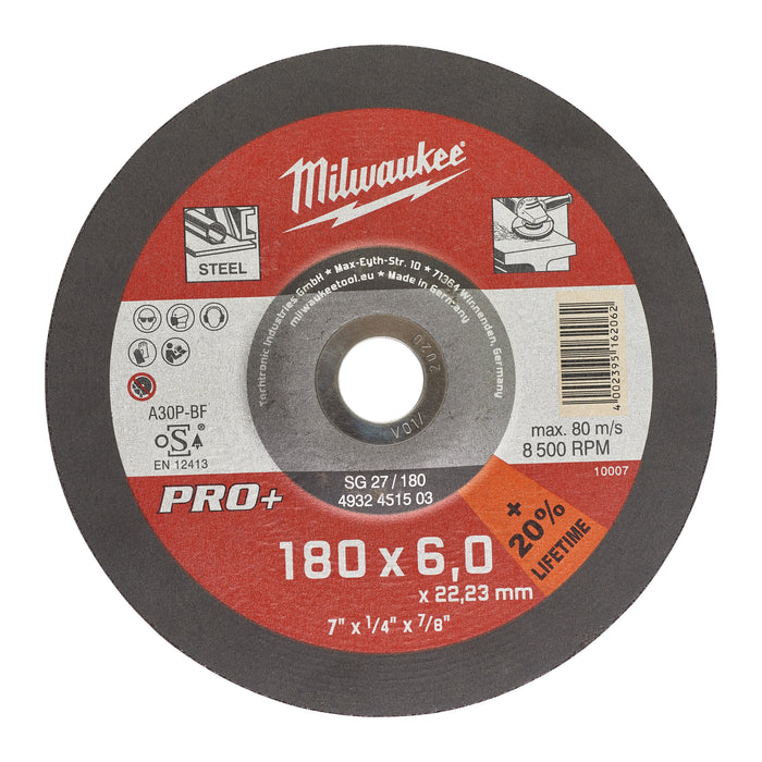 Milwaukee Tarcza do szlifowania metalu 180X6 PRO+ - 1szt