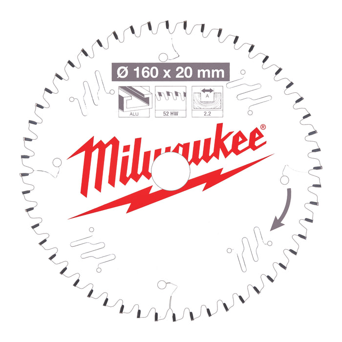 Milwaukee Tarcza pilarska Alu160x20x2,2x52TF