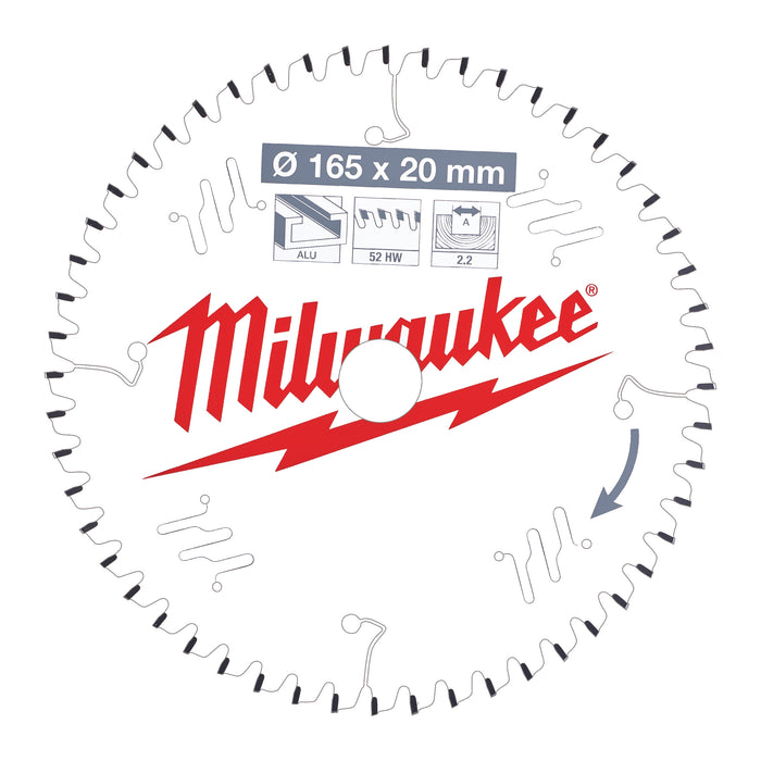 Milwaukee Tarcza pilarska ALU165X20X2.2X52TF NEG.