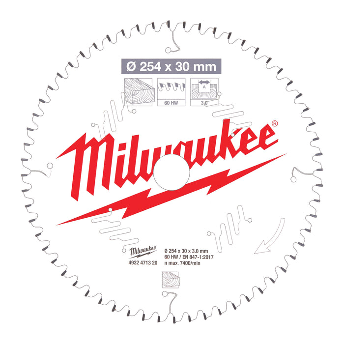 Milwaukee Tarcza pilarska 254X30X3.0X60ATB NEG.
