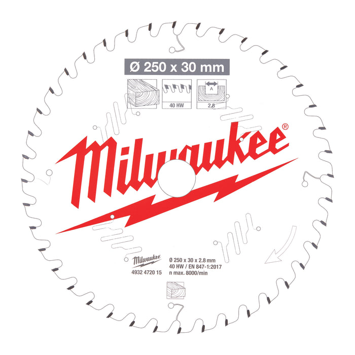 Milwaukee Tarcza pilarska 250x30x2.8x40ATB