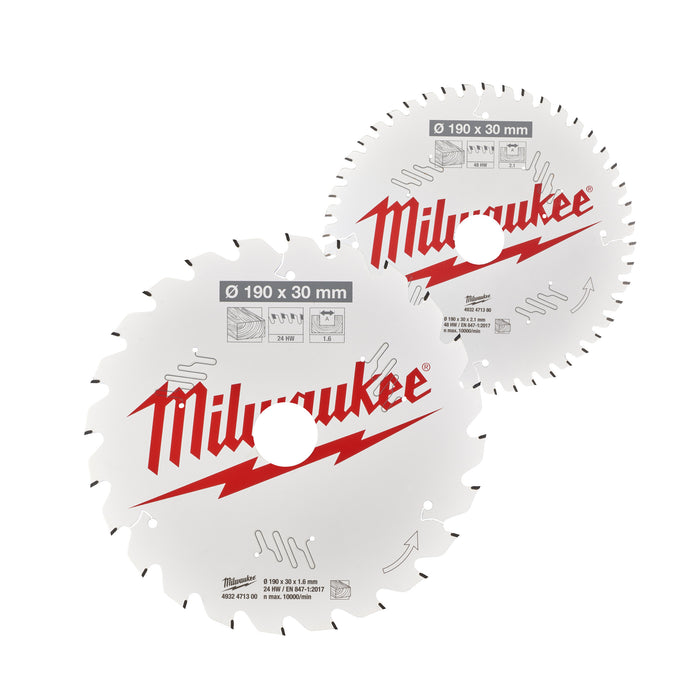Milwaukee Zestaw tarcz 190 x 30 mm Twin pack 24 i 48 zęby 2 szt.