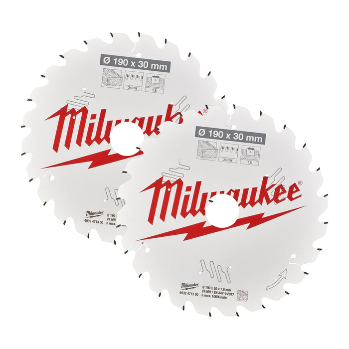 Milwaukee Zestaw tarcz 190 x 30 mm Twin pack (2 x 24 zęby) 2 szt.