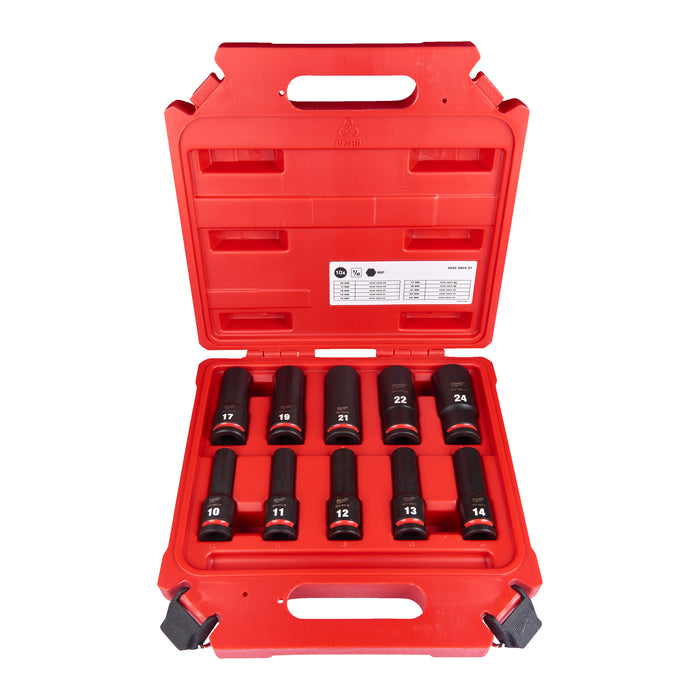 Milwaukee Zestaw nasadek udarowych długich Shockwave 1/2" 10 szt.