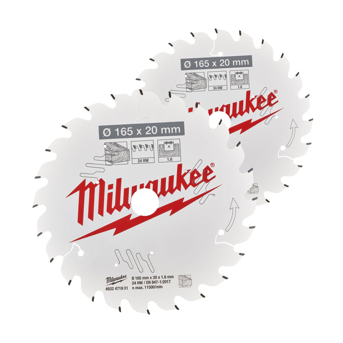 Milwaukee Zestaw tarcz 165 x 20 mm Twin pack (2 szt.)