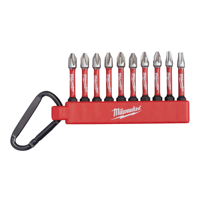 Milwaukee Zestaw bitów udarowych SHOCKWAVE™ Impact Duty 10 szt. + karabińczyk (Zestaw 2)