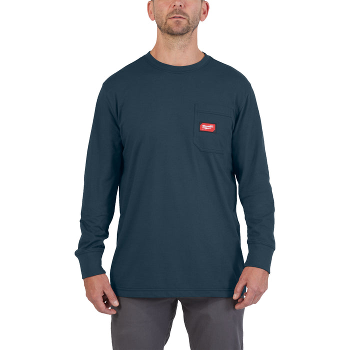 Milwaukee WTLSBLU-S T-shirt z kieszonką z długim rękawem - niebieski