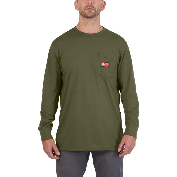 Milwaukee WTLSGRN-M T-shirt z kieszonką z długim rękawem - zielony