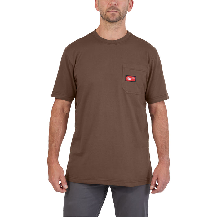 Milwaukee WTSSBR-S T-shirt z kieszonką z krótkim rękawem - brązowy
