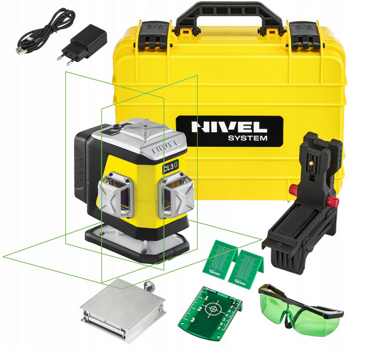 NIVEL System Laser płaszczyznowy krzyżowy CLx3 - pozioma wiązka u góry lasera